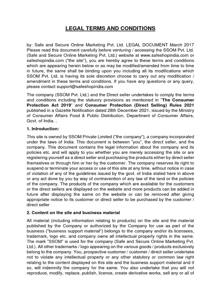 SSOM Terms and Conditions Overview | PDF | Sales | Breach Of Contract