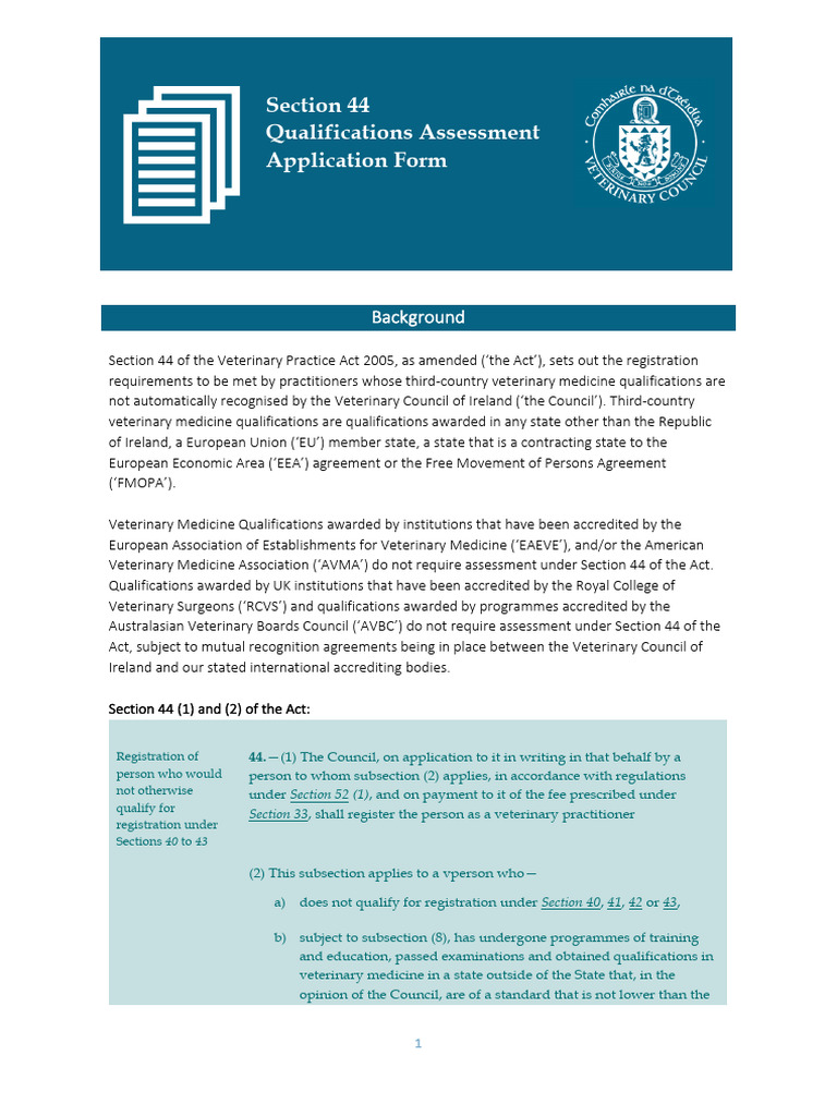 Section 44 - Application Form - Feb24 | PDF | Veterinary Medicine ...