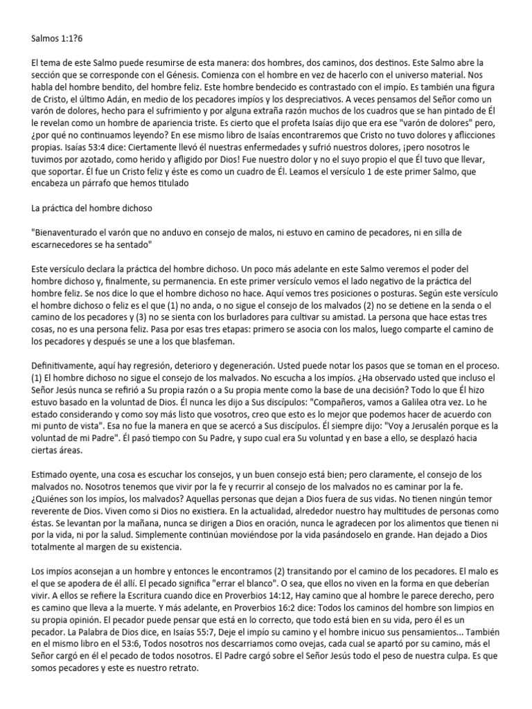 Salmos 1 Pdf Cristo Título Pecado