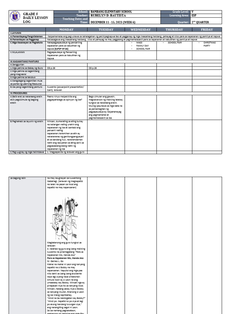 DLL - Esp 5 - Q2 - W6 | PDF