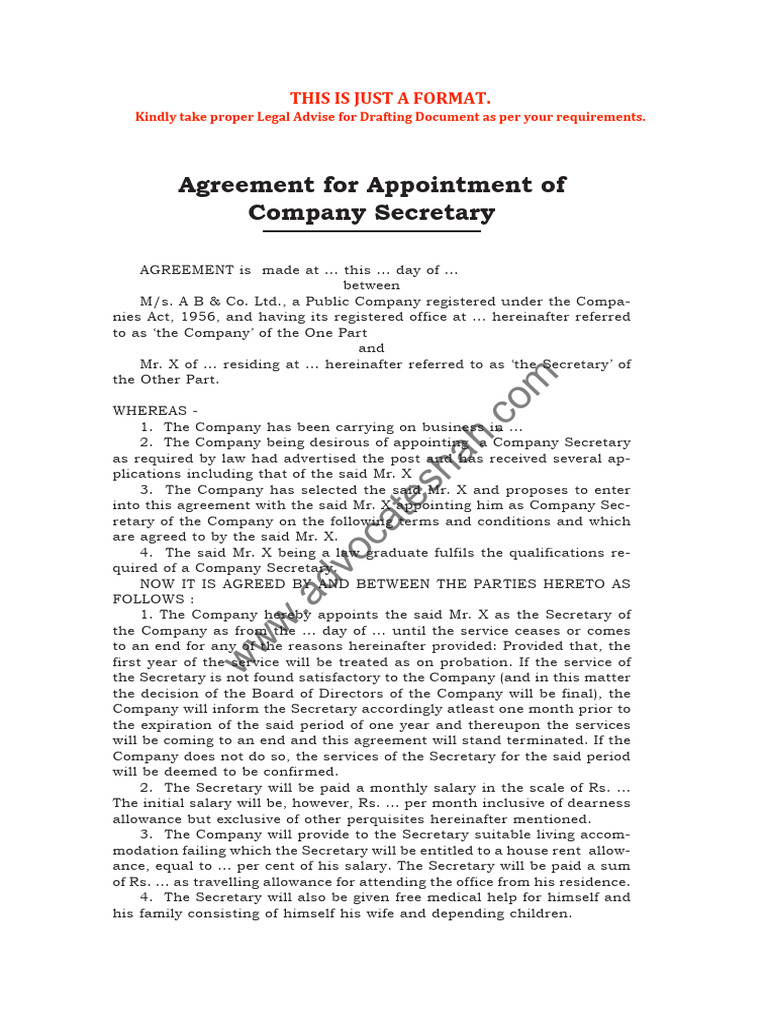 agreement-for-appointment-of-company-secretary-pdf-board-of