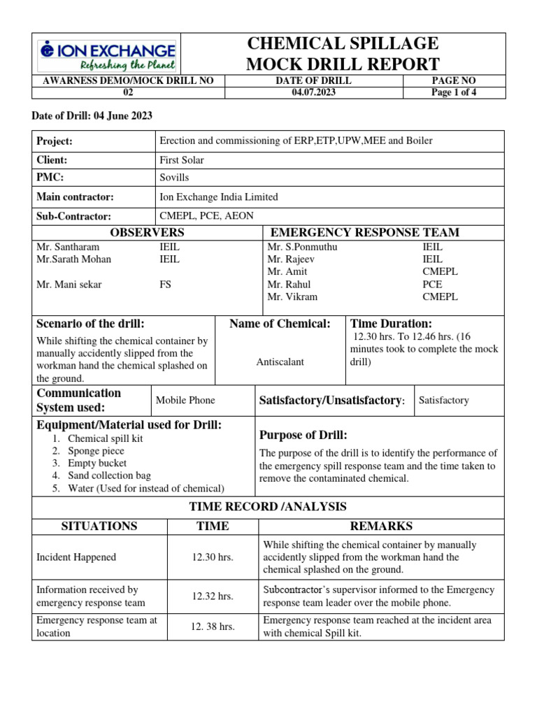 1 Emergency Resue Mock Drill Pdf Occupational Safety And Health