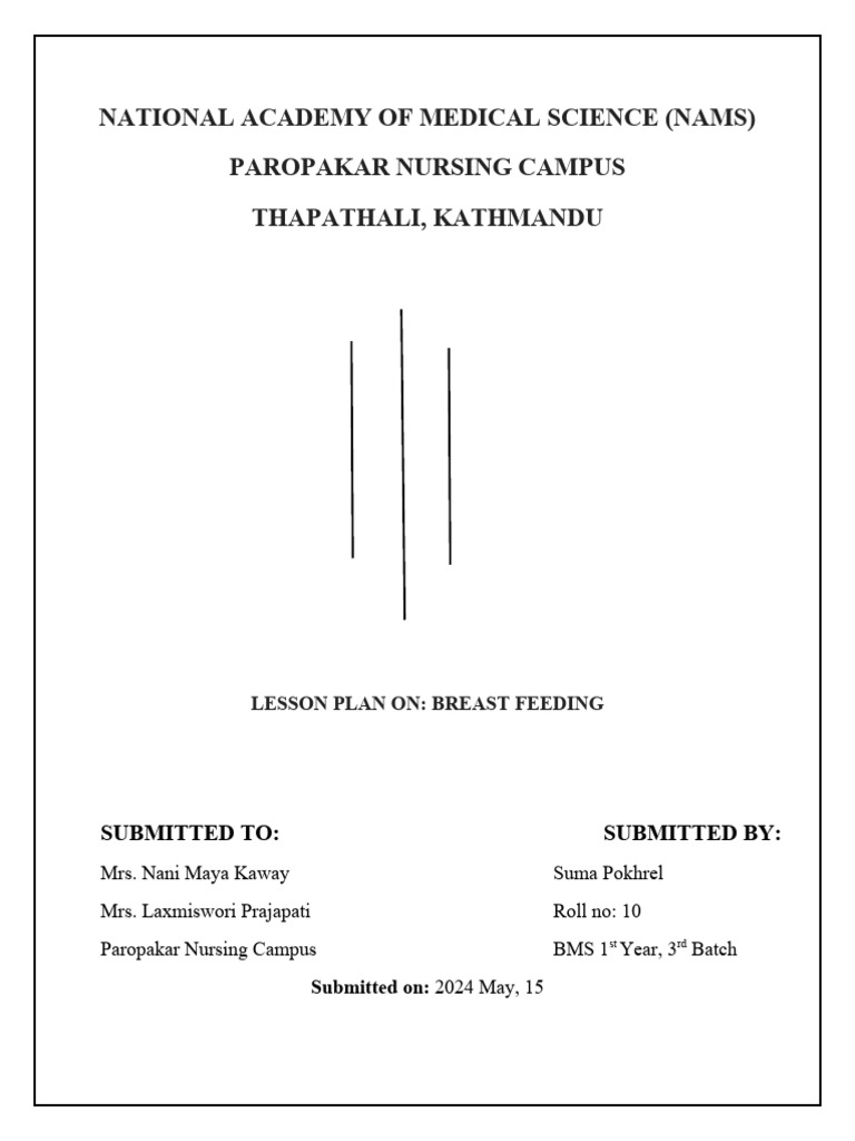 Lesson Plan On Breastfeeding PDF Breastfeeding Breast Milk