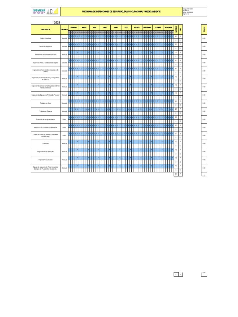 F-EHS-02 Programa de Inspecciones Planeadas | PDF | La seguridad