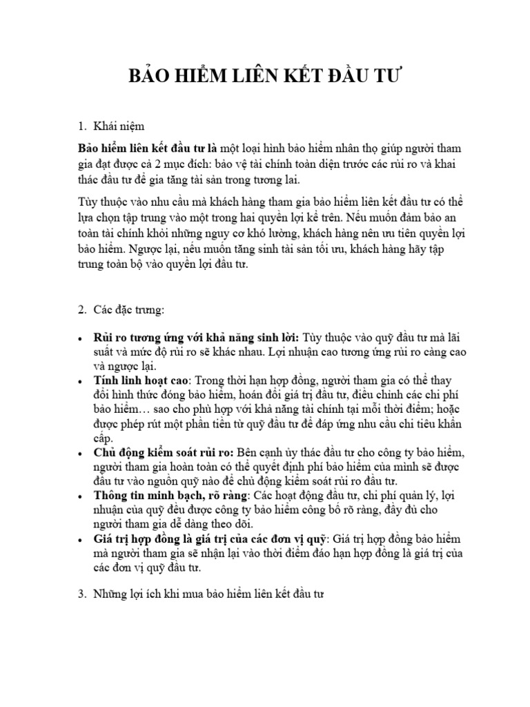 BH Lien Ket Dau Tu | PDF