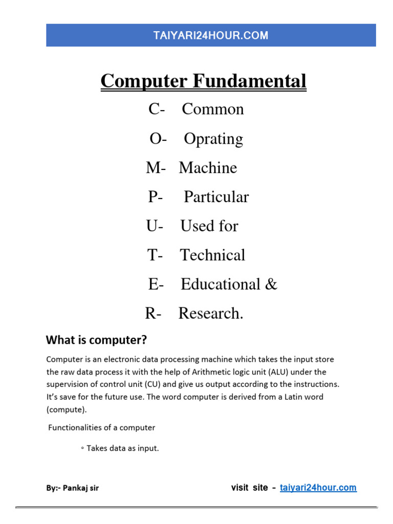 Computer Fundamental Notes English | PDF | Computer Data Storage ...
