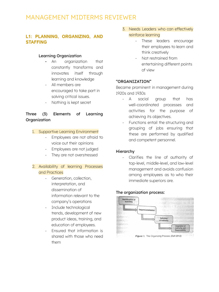 Management Midterms Reviewer Guide | PDF | Organizational Structure ...