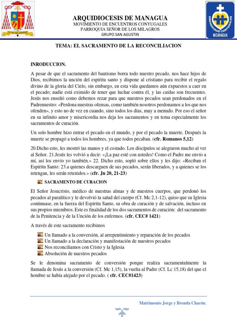 El Sacramento de la Reconciliación | PDF | Sacramentos | Pecado
