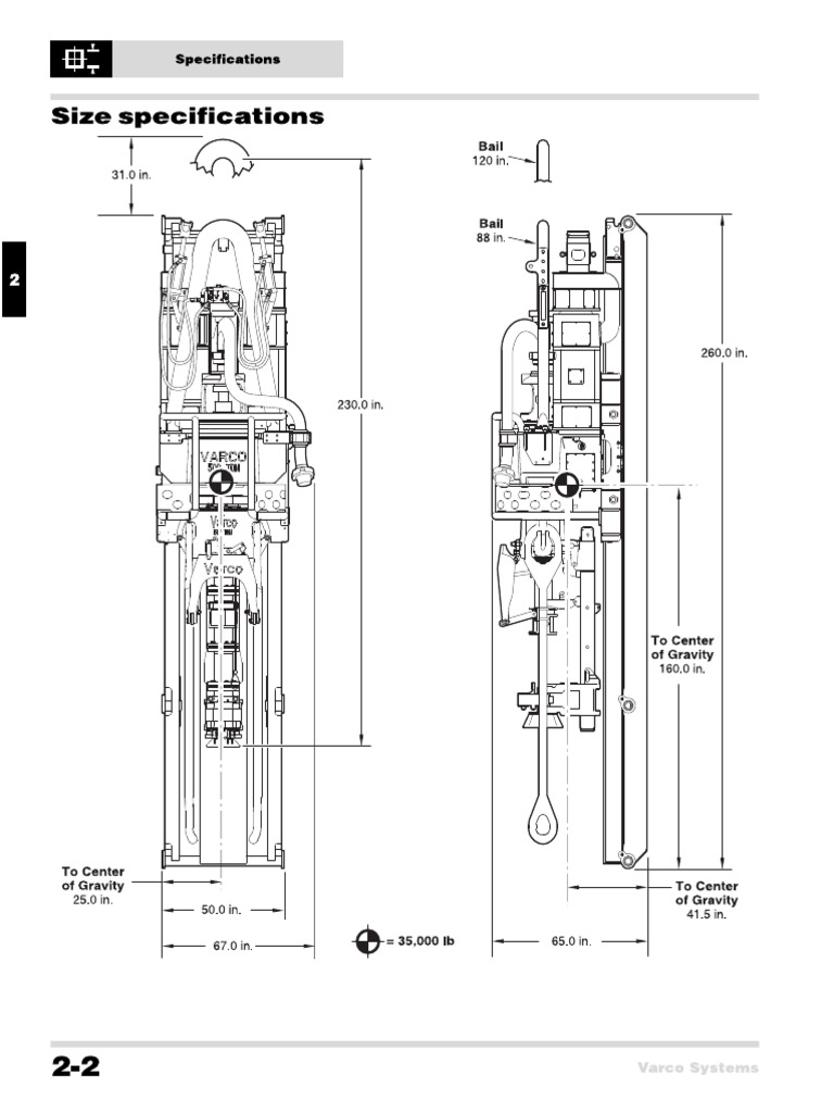 TOP DRIVE TDS11SA Size Specifications | PDF
