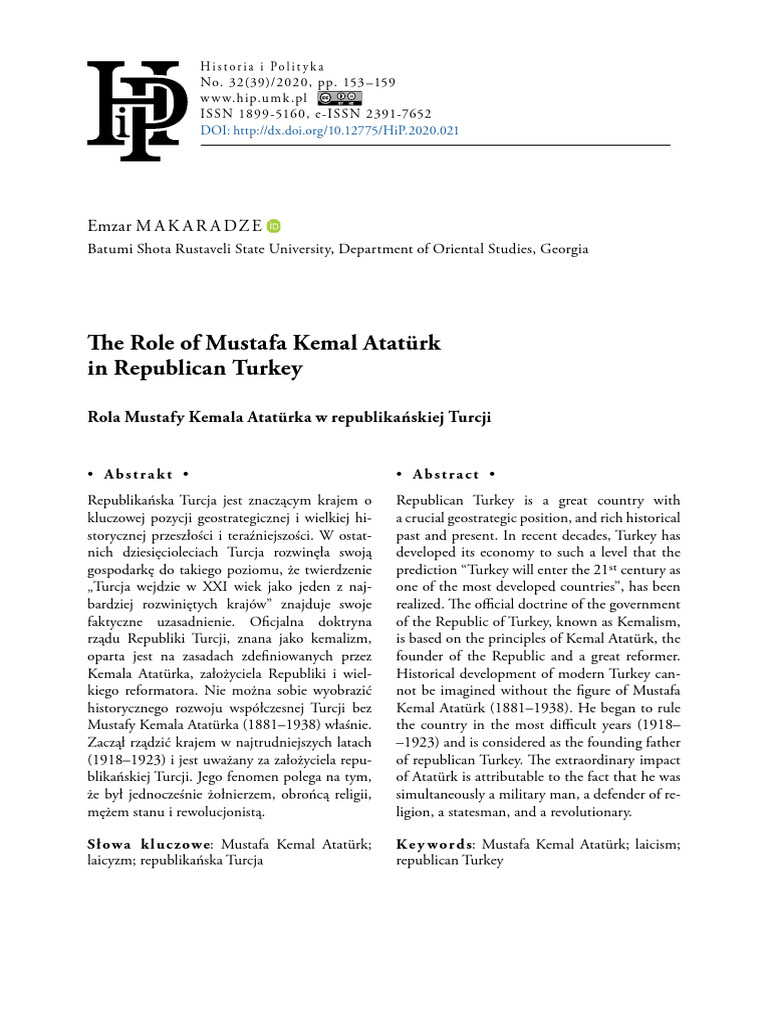 The Role of Mustafa Kemal Atatürk I | PDF | Secularism | Mustafa Kemal ...