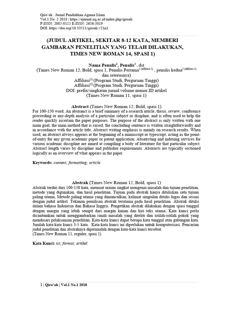 Jurnal Qiroah Pendidikan Agama Islam | PDF