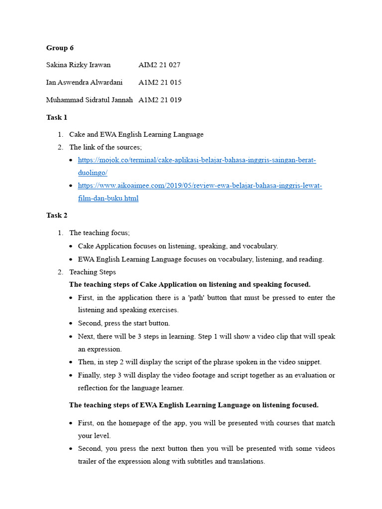 Cake vs EWA: English Learning Apps | PDF