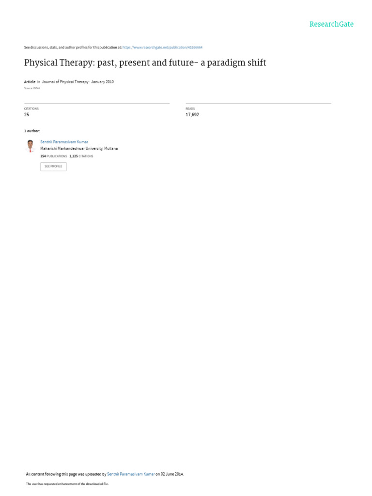 Physical Therapy Past Present And Future A Paradi Pdf Physical