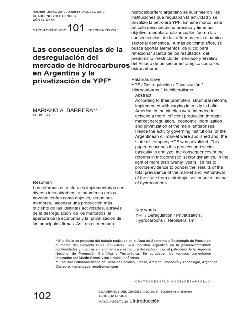 Impacto de la Privatización de YPF en Argentina | PDF | Petróleo | Business