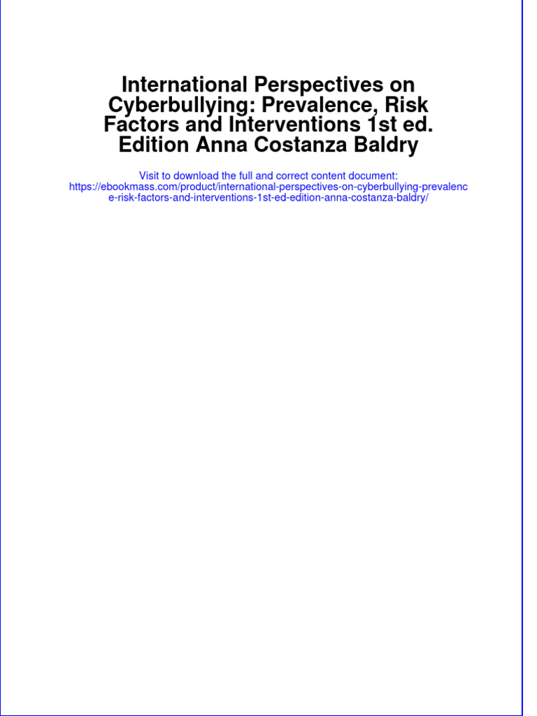 International Perspectives on Cyberbullying Prevalence, Risk Factors