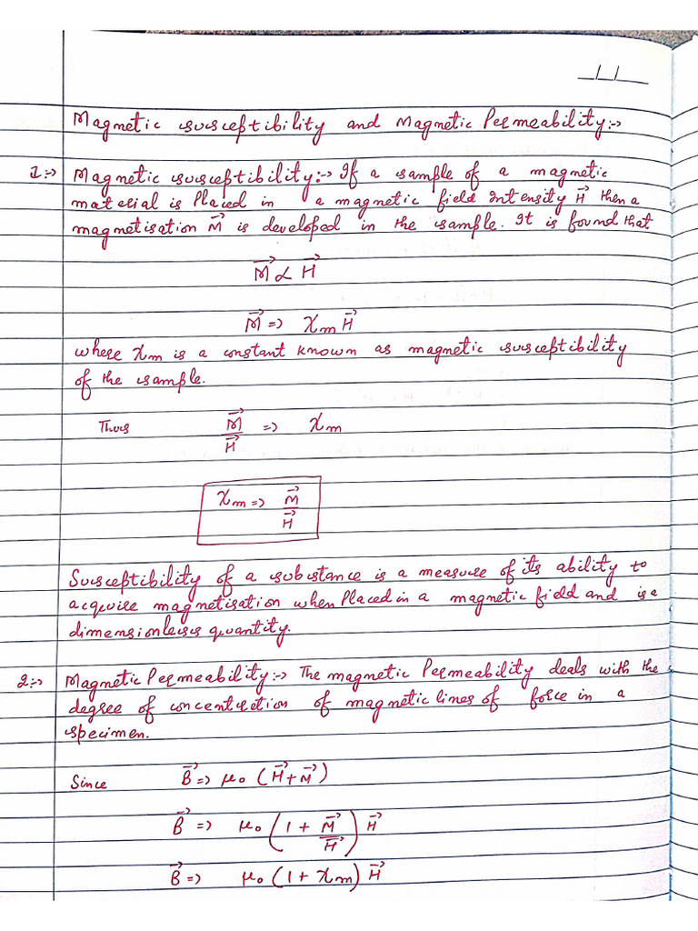 Magnetic Susceptible and Magnetic Permeability | PDF