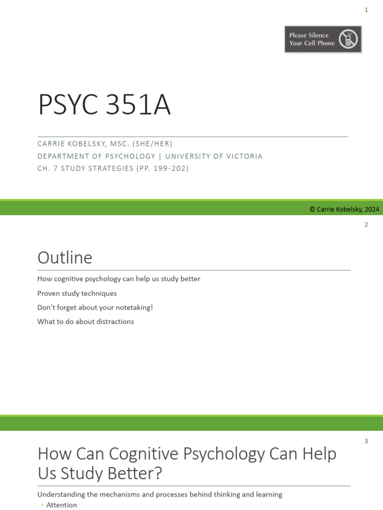 CH 7 Study Strategies Full Slides | PDF | Metacognition | Cognitive Science