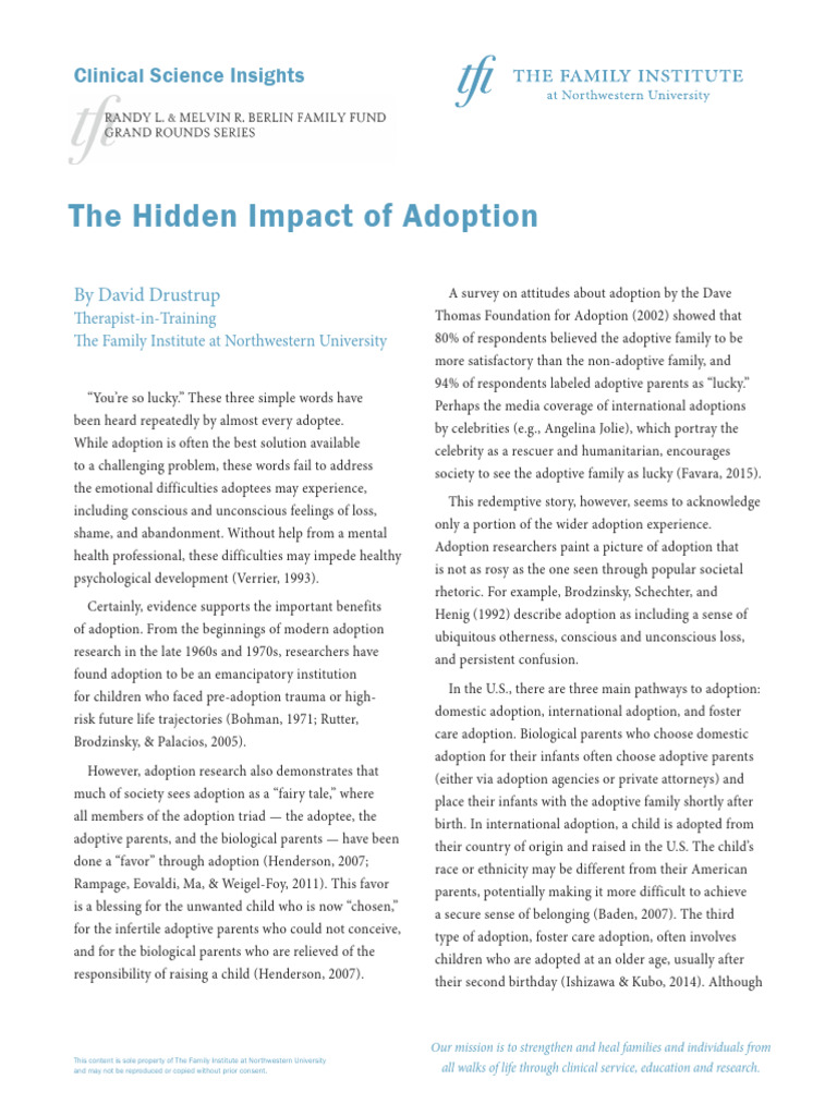 Csi Drustrup Hidden Impact of Adoption | PDF | Adoption | Attachment Theory