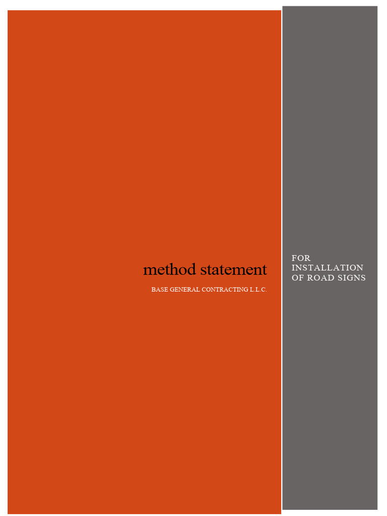 Road Sign Installation Method Statement | PDF | Occupational Safety And ...