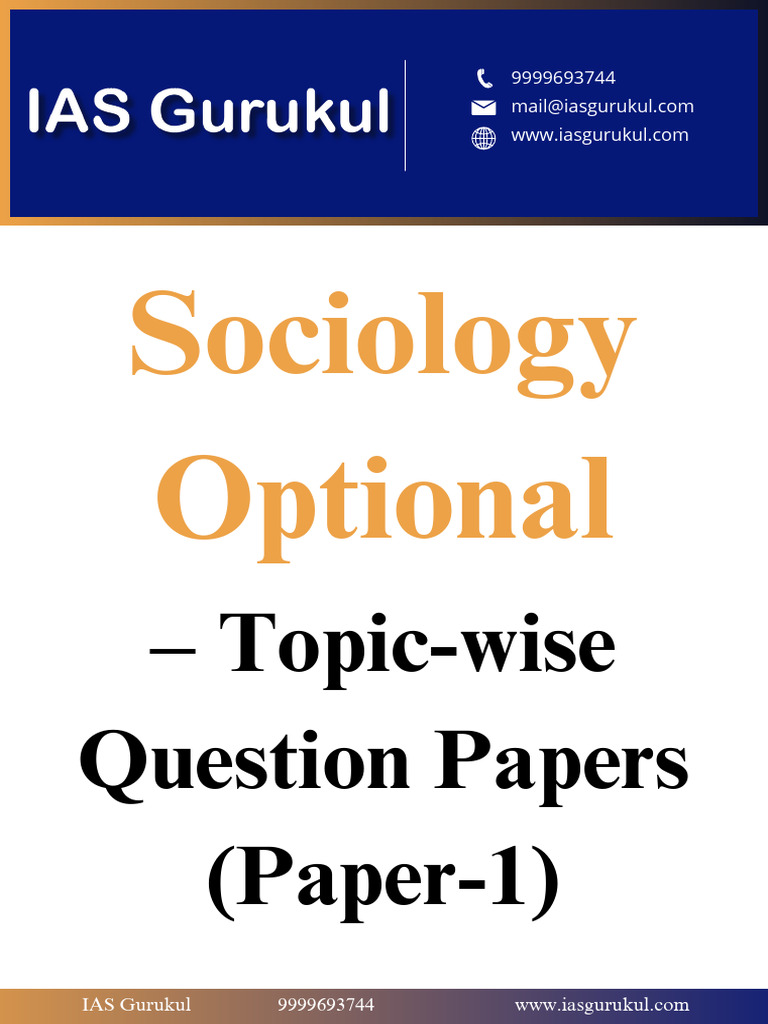 Sociology Optional Topic Wise Question Paper | PDF | Émile Durkheim ...