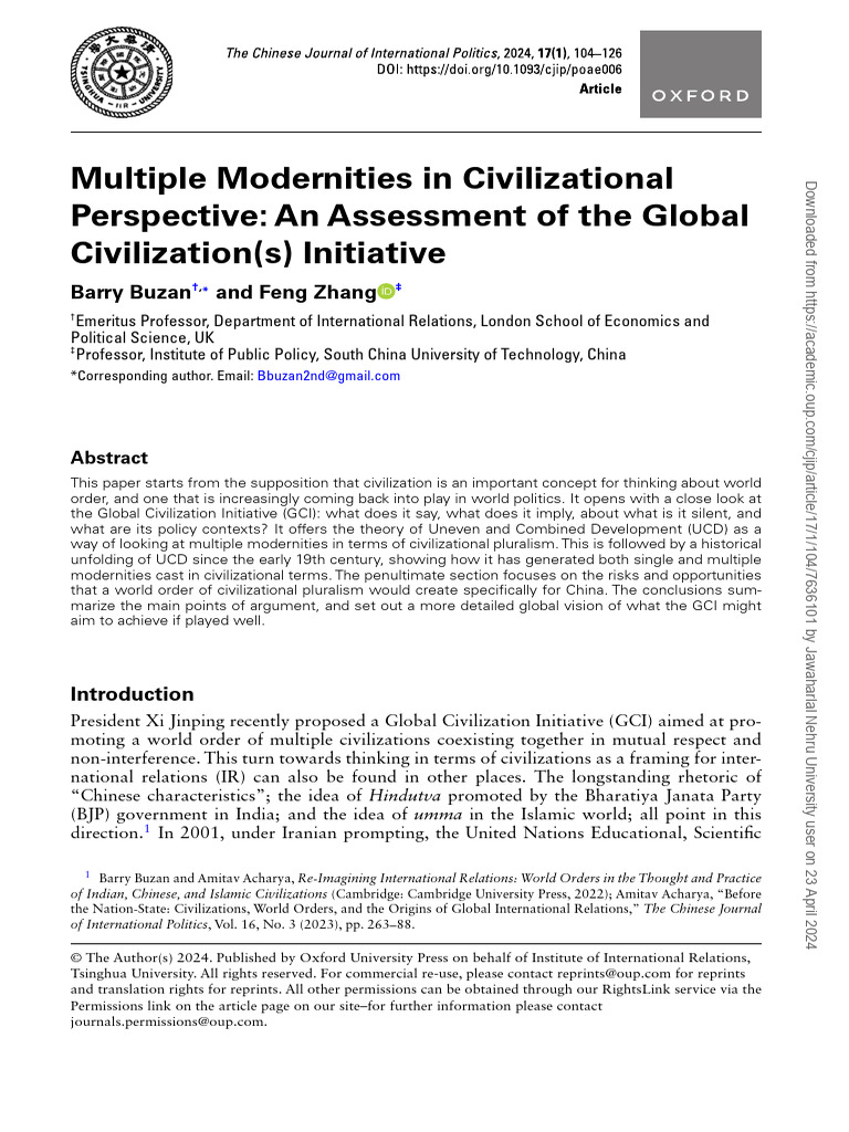 Multiple Modernities in Civilizational | PDF | Civilization | Modernity