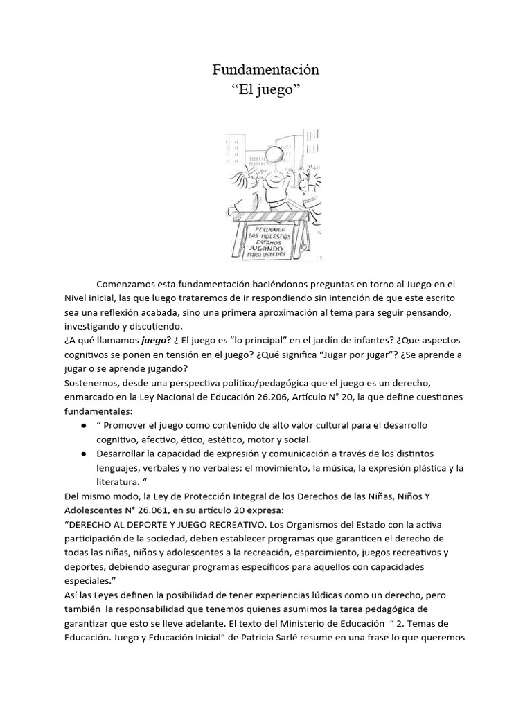 El Juego como Derecho en Educación Inicial | PDF | Educación de la ...