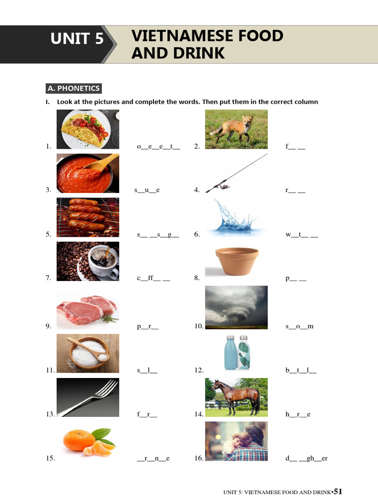 Vietnamese Food Vocabulary Exercises | PDF | Vietnamese Cuisine ...