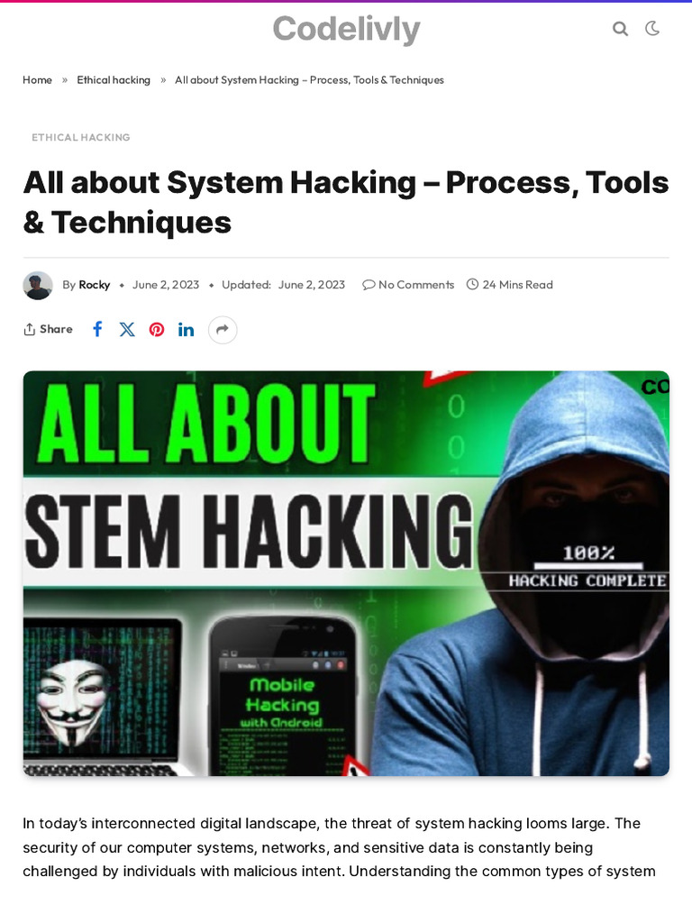 All About System Hacking - Process, Tools & Techniques - Codeliv | PDF ...