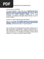 Definición y Ejemplos de Cuasi Accidentes | PDF