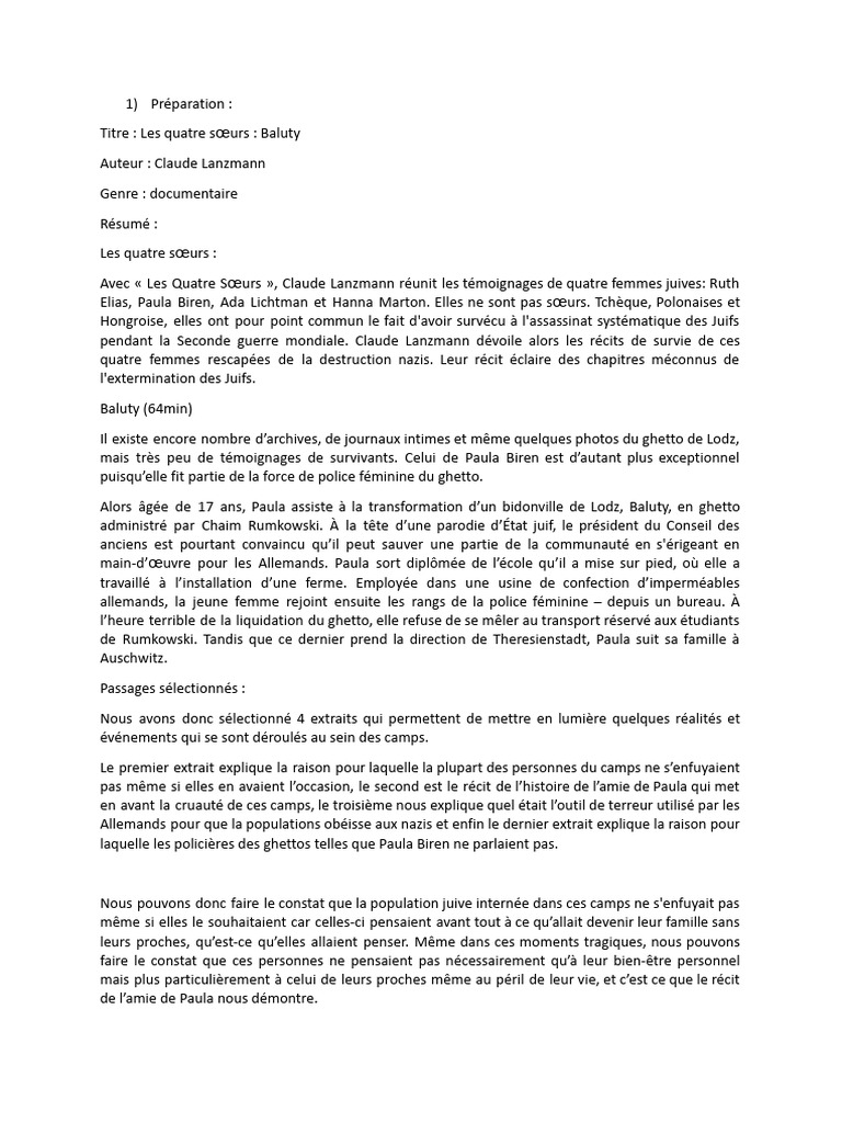 Témoignages de survie durant la Shoah | PDF | L'Holocauste ...