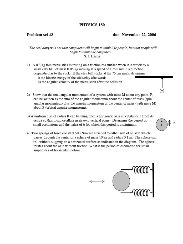 Physics 180 Problem Set 8 Solutions | PDF