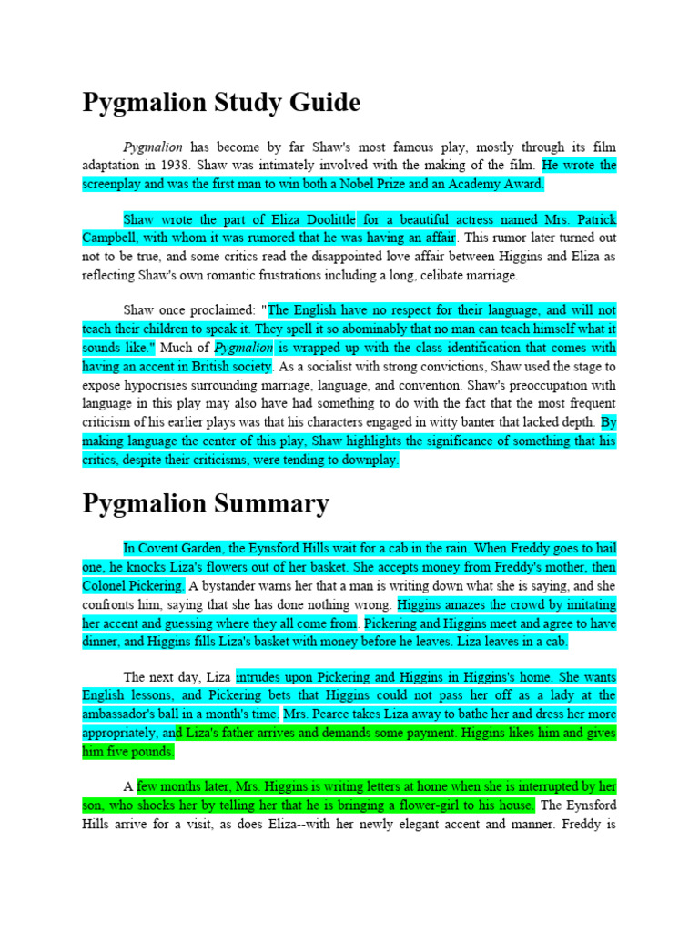 Pygmalion study guide pdf pygmalion play george bernard shaw