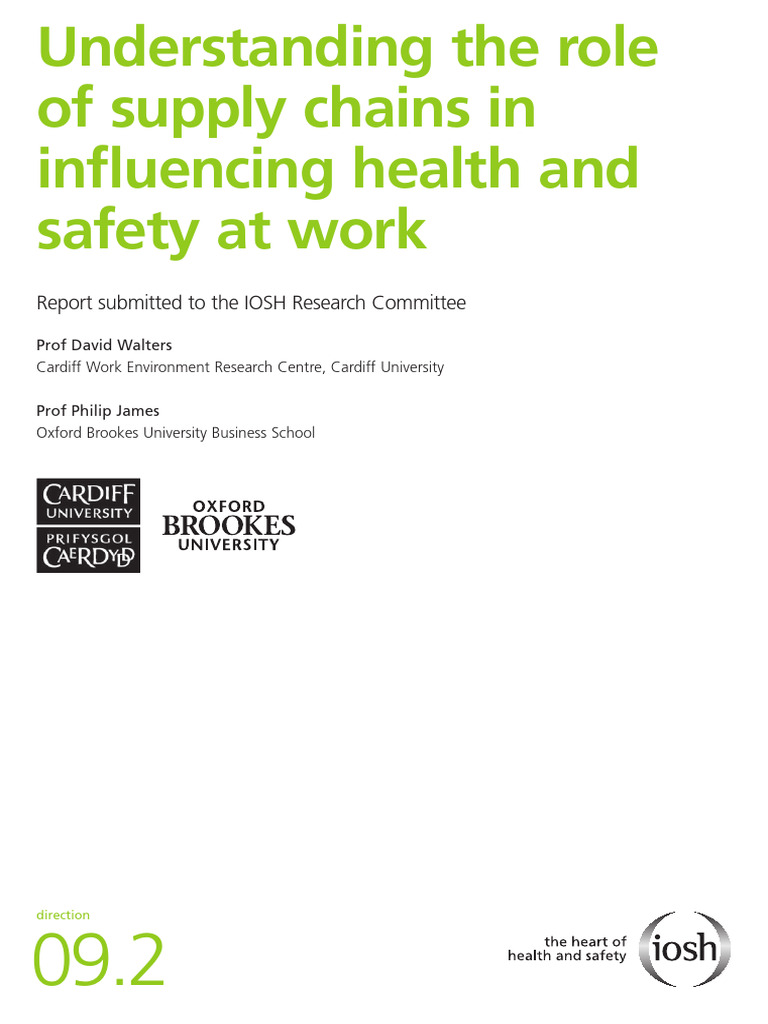 The Role of Supply Chains in Influencing Health and Safety at Workplace ...