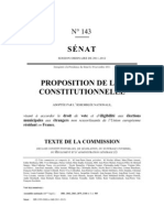 Texte de la proposition de loi relative au Droit de vote des étrangers non communautaires en France