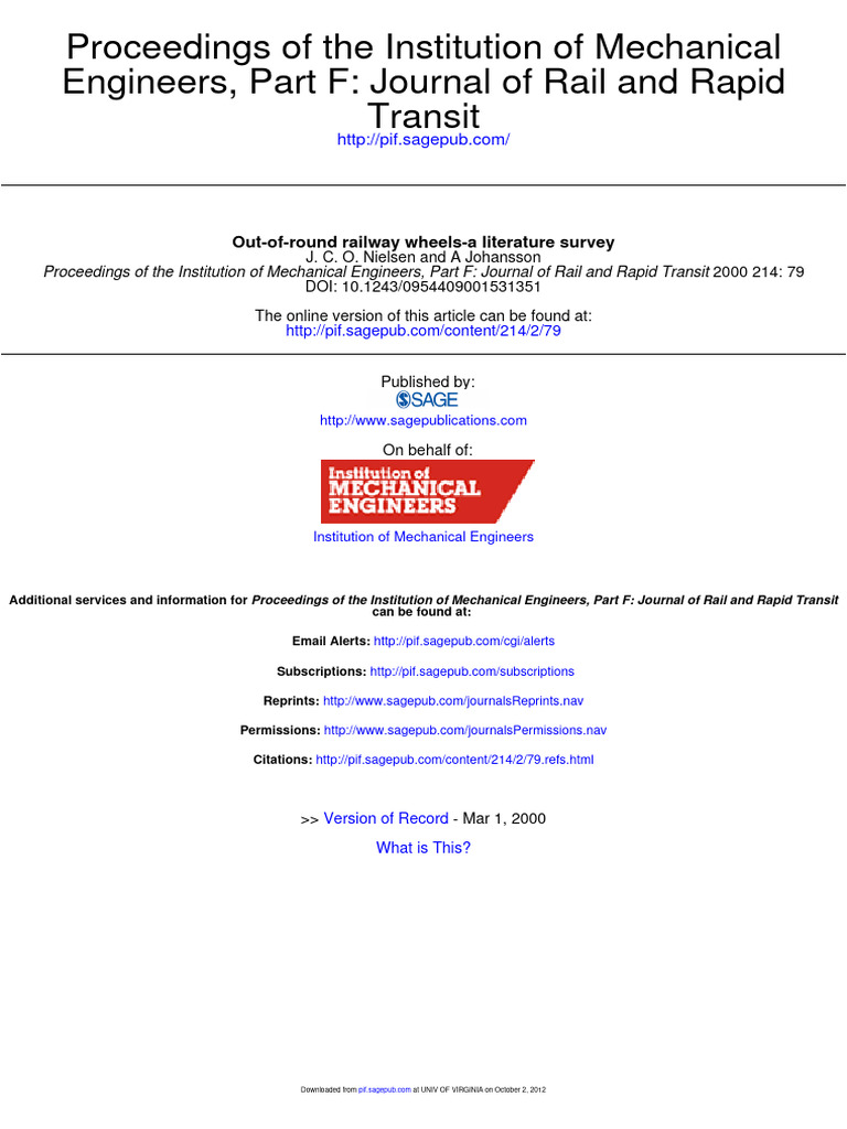 Out-of-Round Railway Wheels Survey | PDF | Wear | Force