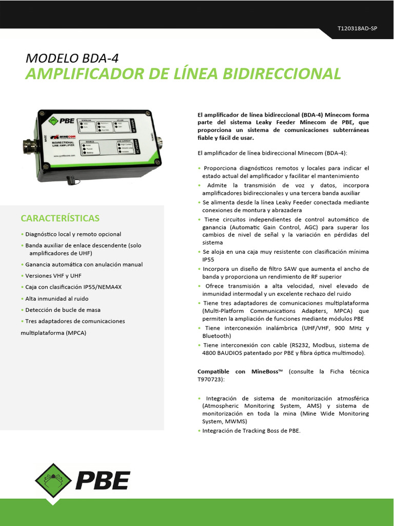Amp Model BDA 4 - Spanish | PDF | Amplificador | Frecuencia ultra alta