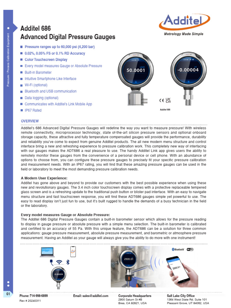 Additel 686 Pressure Gauge Overview | PDF | Pressure Measurement ...