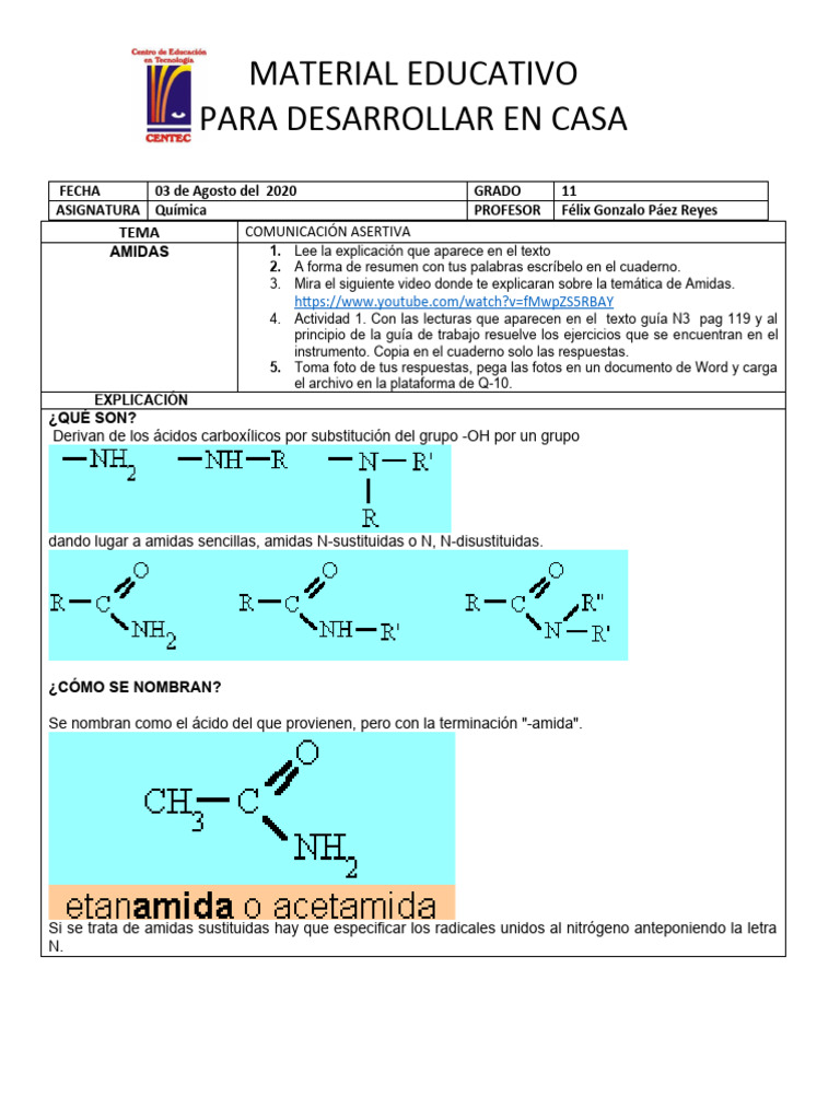 Amidas: Nomenclatura y Ejercicios | PDF | Amida | Química