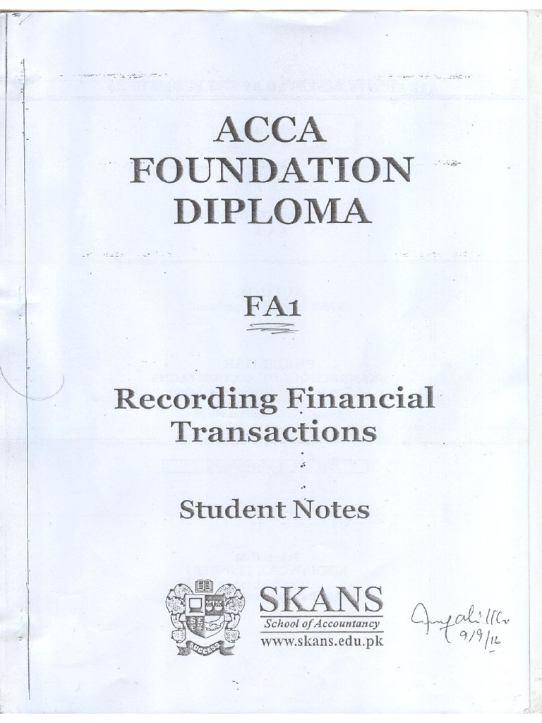 Skans FA1 Notes | PDF