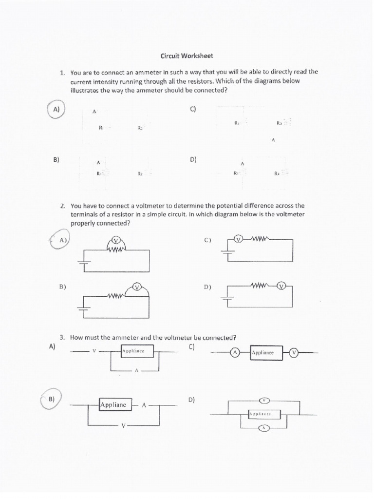 Circuit Worksheets Answers | PDF