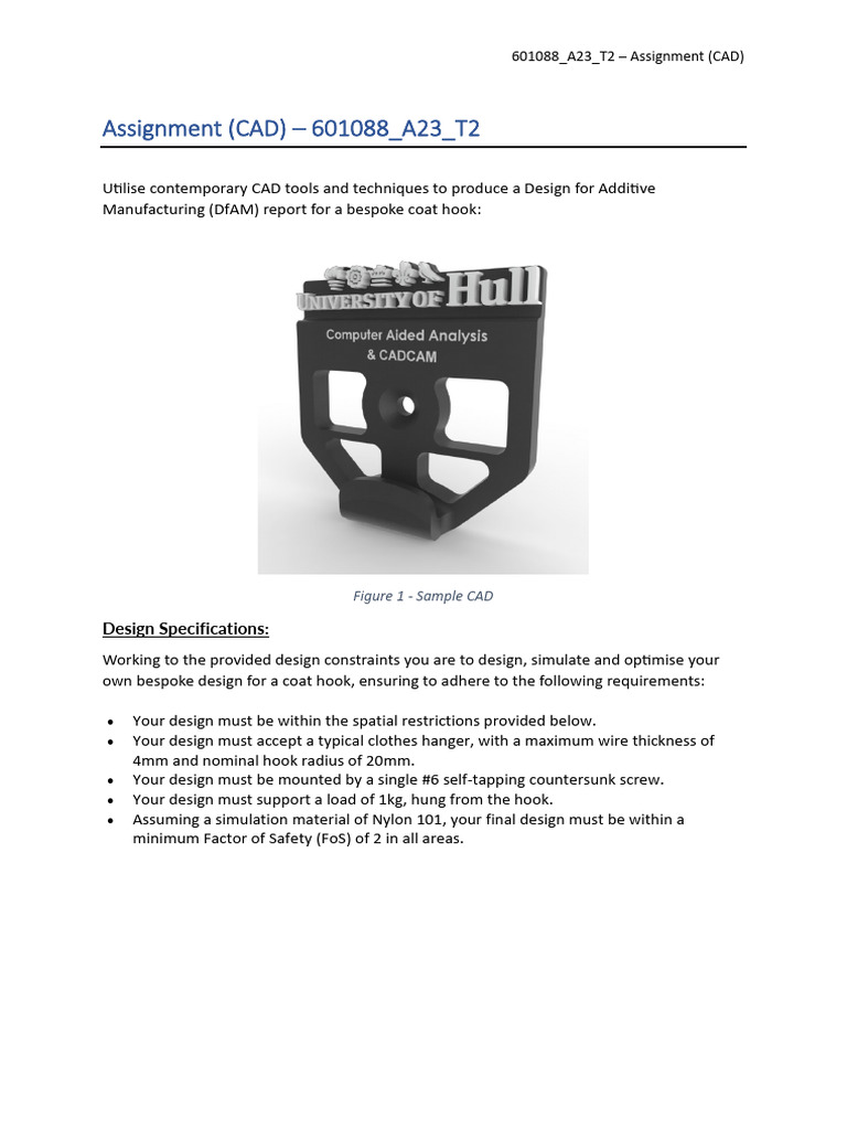 002 Assignment (CAD) 601088 A23 T2 | PDF | 3 D Printing | Computer ...