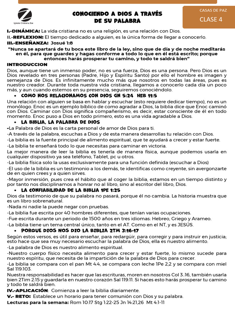 Clase 4: Conociendo A Dios A Través de Su Palabra | PDF | Dios | Biblia