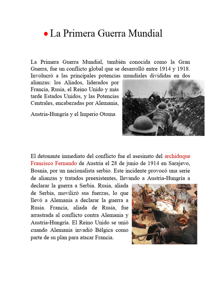 Impacto de la Primera Guerra Mundial | PDF | Primera Guerra Mundial ...