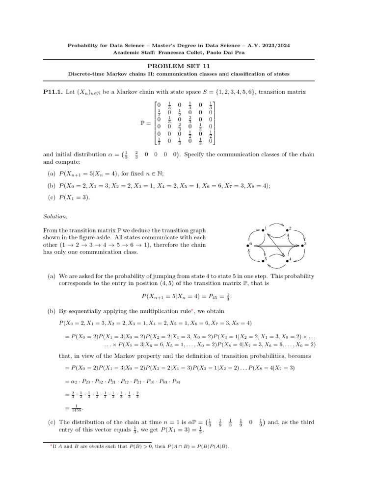 Solution set p ds 11 pdf markov chain mathematical objects