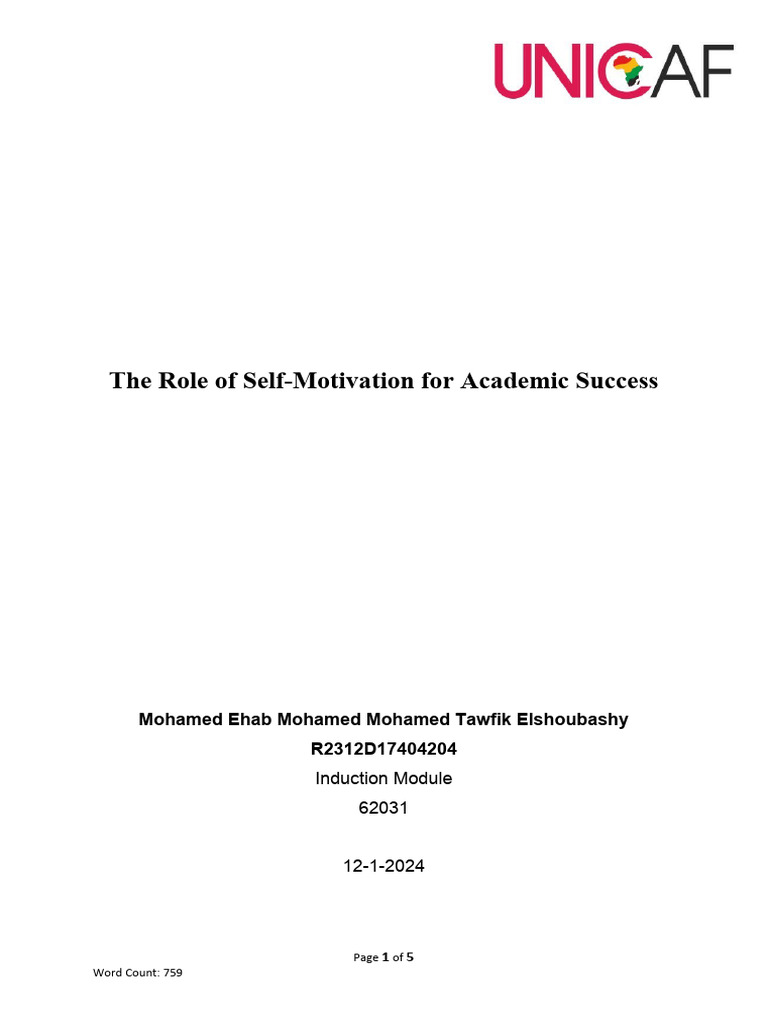 Self-Motivation's Role in Academic Success | PDF | Motivational ...