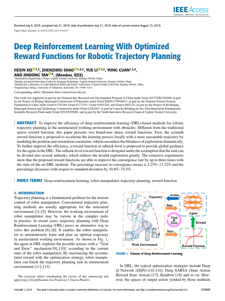 Deep Reinforcement Learning With Optimized Reward Functions For Robotic ...