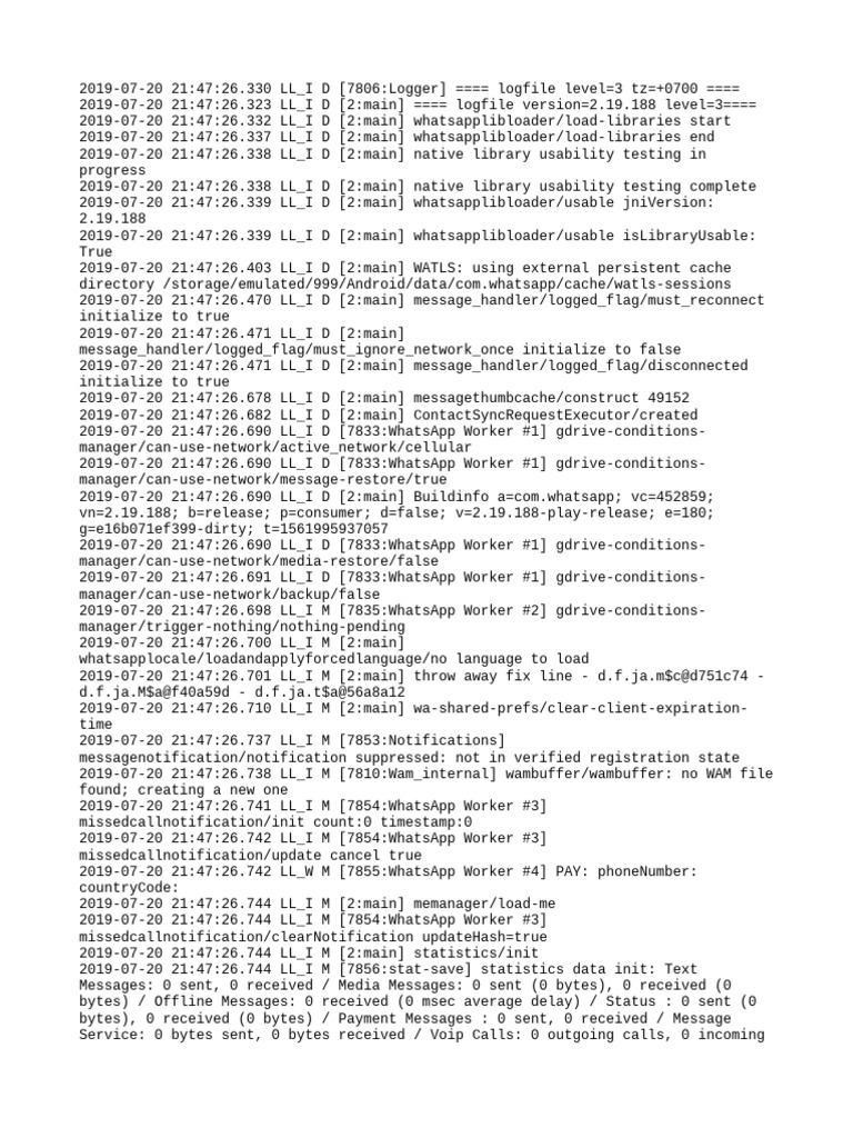 WhatsApp Logfile Analysis 2019 | PDF | Roaming | Computer Architecture