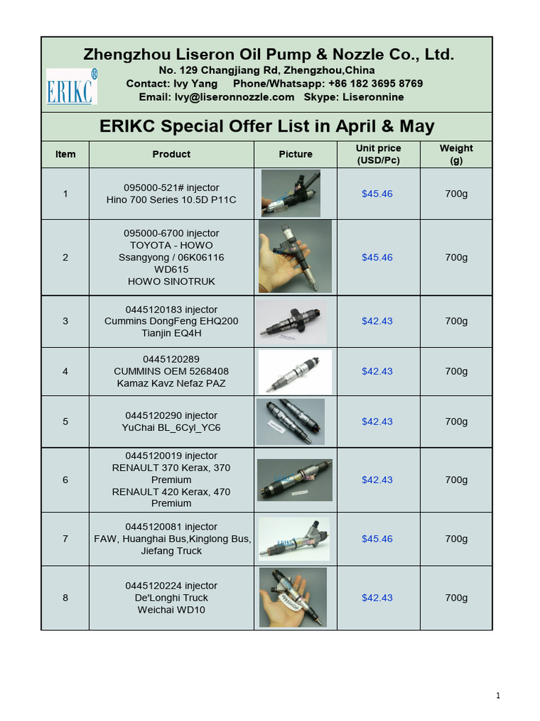 Injector Price List for April-May 2023 | PDF | Commercial Vehicles ...