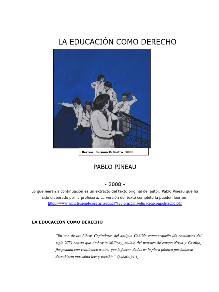 La Educacion Como Derecho - Extracto | PDF | Exclusión social | Pobreza