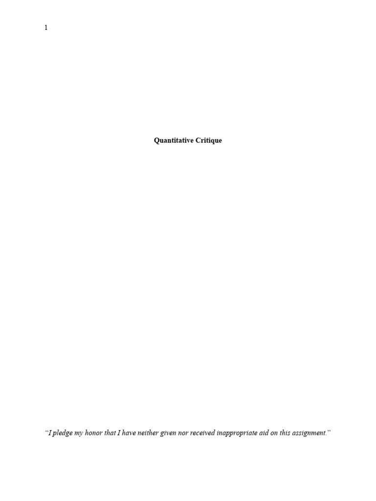HOW TO WRITE A QUANTITATIVE CRITIQUE intelligence overview